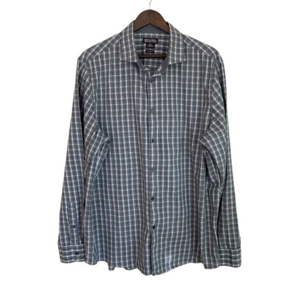 MICHAEL Michael Kors Tailor Fit Gray Plaid Button Up - XXL - Picture 1 of 4